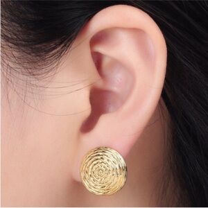 NEW 24k Gold Filled Ripple Design Round Earrings